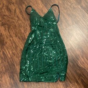 Green short party dress